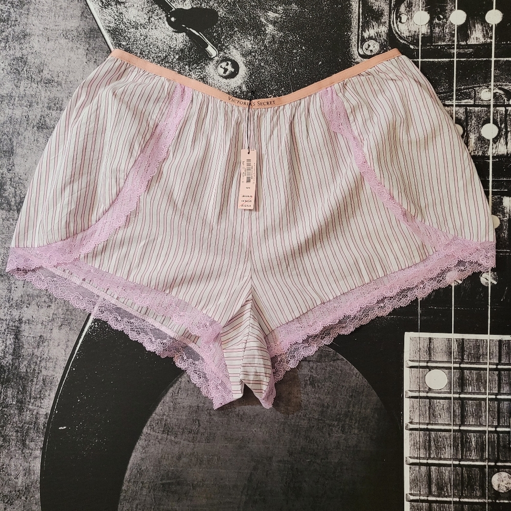 Victoria's Secret Pink and White Striped Lace Shorts